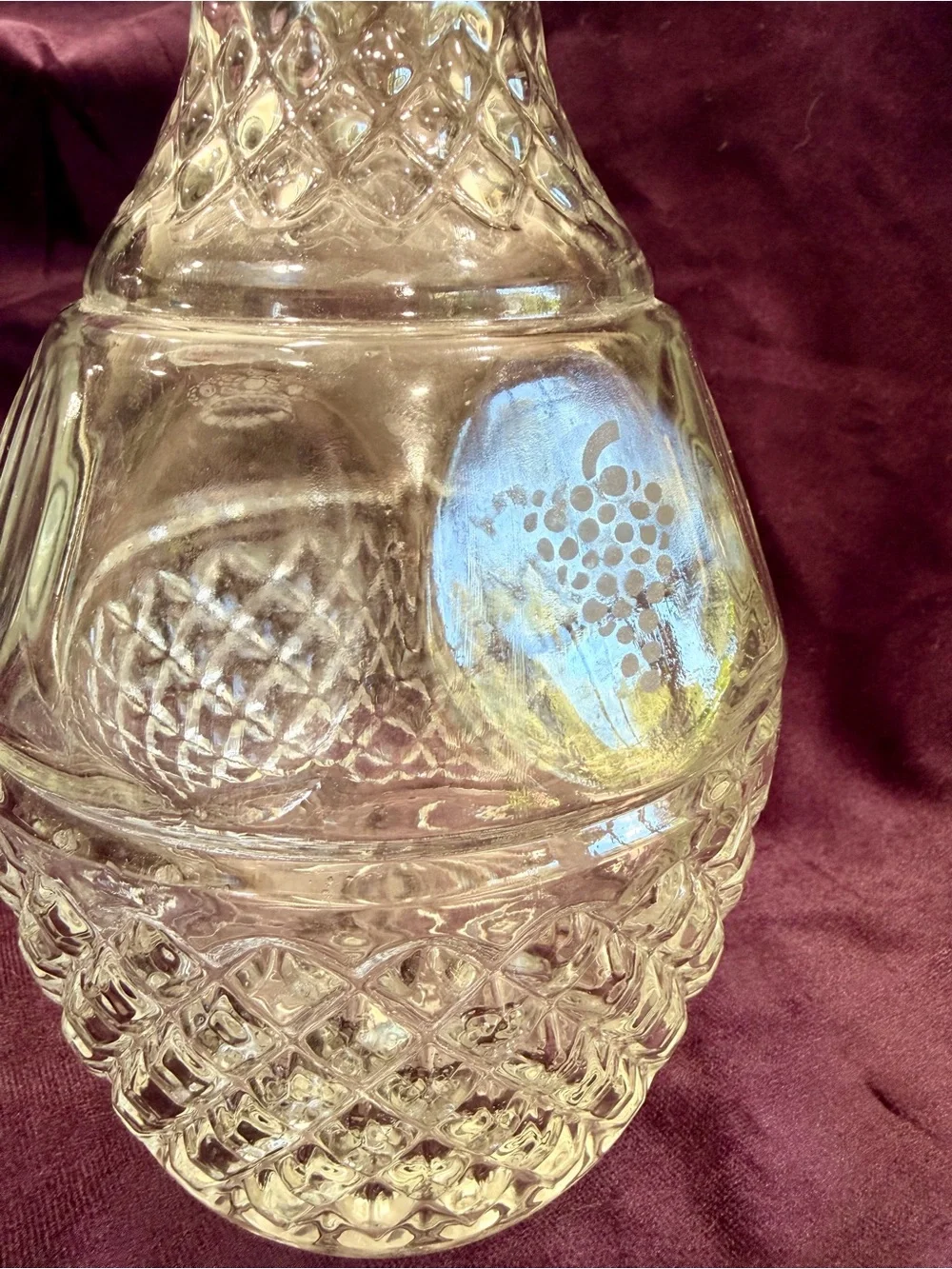 Princess House Clear Cut-Pattern Glass Decanter with Stopper